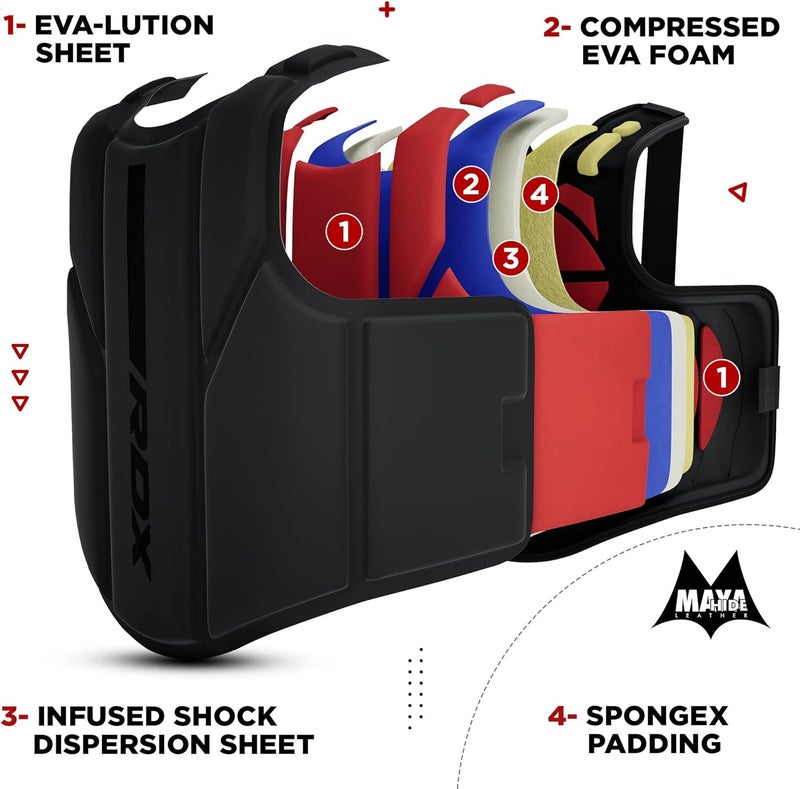 Rdx Boxing Body Protector, MMA Kickboxing Muay Thai Boxing Chest Guard, Sparring Training Heavy Punching, Kara Adjustable Strike Shield, Martial Arts Upper Body Ribs Protection Pad, Taekwondo Vest - Image 4